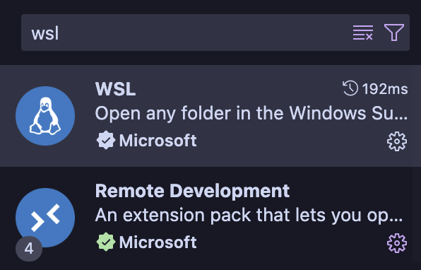 VS Code Store "WSL"